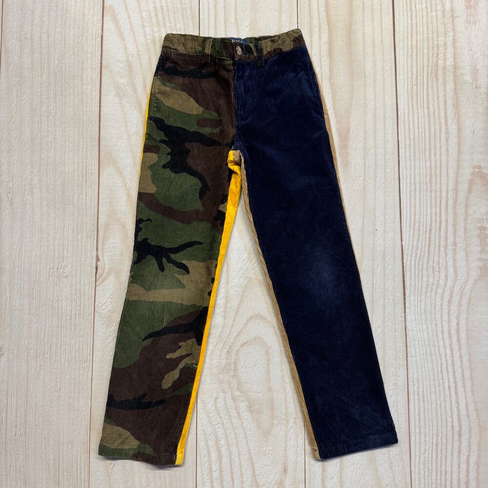 Polo Ralph Lauren Boys Size 7 Multi-Panel Colorblock Camouflage Corduroy Pants